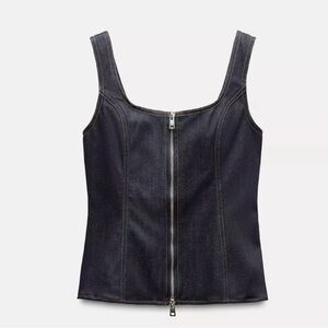 NWT Zara Zippered Denim Top ZW Collection size XS